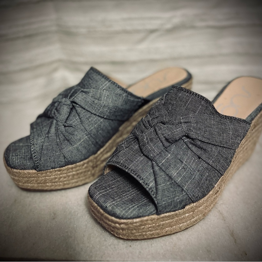 Sugar Women's Gray Espadrille Wedge Sandals